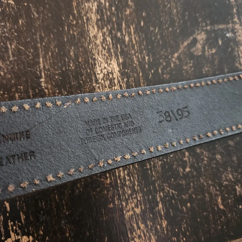 Great American Buckle Co. Pure Pewter Rock Star Belt 2001 Buckle Leather 38 - 40